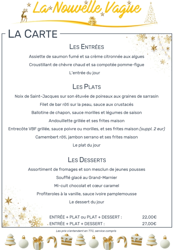 La Carte - La Nouvelle Vague - Restaurant Auray - restaurant De marché AURAY