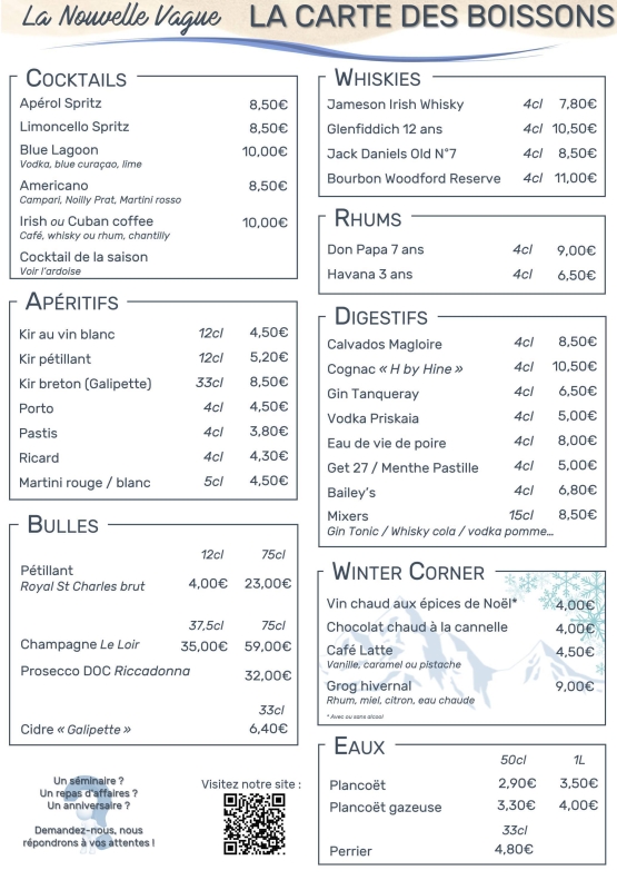 La Carte - La Nouvelle Vague - Restaurant Auray - bon restaurant AURAY