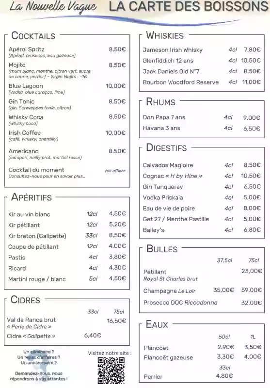 La Carte - La Nouvelle Vague - Restaurant Auray - bon restaurant AURAY
