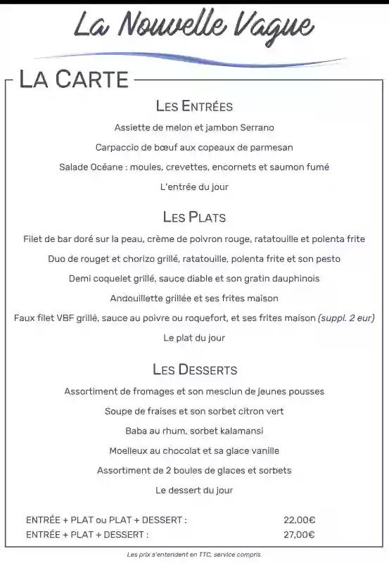La Carte - La Nouvelle Vague - Restaurant Auray - restaurant De marché AURAY